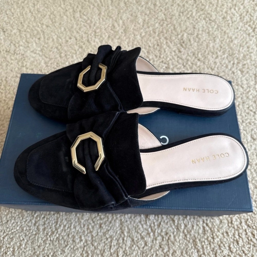 Cole Haan Loafer Mules with Gold Accent